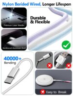 Travel Essentials for Apple Watch Charger,iPhone Charger,3 in 2 Type C/Lightning/Magnetic Fast Charging Cable,Multi Charging Cable Portable Designed for iWatch Series,iPhone 17-11,Galaxy S25-21-4FT - Image 5