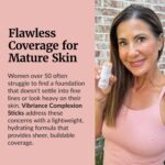 Vibriance Complexion Sticks - Foundation for Mature Skin - Sheer, Buildable Coverage Face Makeup Foundation for Older Women - 3-in-1 Base, Contour, Concealer - Beige - Image 7
