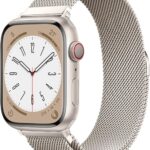 Original Stainless Steel Milanese Loop Compatible with Apple Watch Band 38mm 40mm 41mm 42mm 44mm 45mm 49mm, Magnetic Clasp Replacement Band for iwatch Series 9, Ultra 2/Ultra, SE/SE 2nd Generation, 8 7 6 5 4 3 2 1, Women & Men Watch Bands for iWatch (Starlight, 41mm/40mm/38mm)