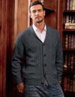 JMIERR Men's Casual Wool Blend Cardigan Sweaters Long Sleeve Shawl Collar Buttons Down Cable Knit Sweater - Image 2