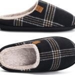 COFACE Mens Cozy Memory Foam Scuff Slippers Casual Slip On Warm House Shoes Indoor/Outdoor Sandal Slippers With Arch Support Rubber Sole Size 7-15