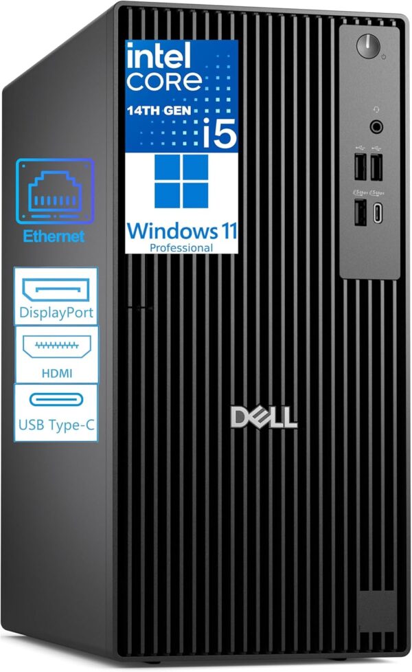 Dell Pro Tower Desktop Computers (Next Gen OptiPlex), 14th Gen Intel 14-Core i5-14500 vPro Processor, 16GB DDR5 RAM, 512GB PCIe SSD, RJ-45, HDMI, DisplayPort, Type-C, Windows 11 Pro