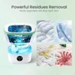 Portable Washing Machine - 16L Mini Foldable Washer with Spin Basket, 3 Cleaning Modes & Deep Cleaning for Small Clothes, Collapsible Laundry for Apartment, Home, Hotel and Travel (Green) - Image 3