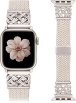 Braided Magnetic Band Compatible with Apple Watch Bands 38/40/41/42/44/45/46/49mm Women Men, Celtic Knot Stretchy Elastic Nylon Fabric Woven Strap for iWatch Series 11 10 9 8 7 6 5 4 SE/Ultra 3 2 1