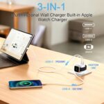 3-in-1 Adapter for Apple Watch, 20W USB C Fast Charging Block with Dual Ports & Magnetic Wireless Adapter, Portable Travel Wall Plug for iWatch Ultra/SE/10/9/8/7/6, iPhone 16/15/14/13, AirPods - Image 4