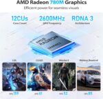 Beelink SER9 MAX Mini PC AMD Ryzen 7 H255(UP to 4.9GHz), 32GB DDR5 1TB PCIE4.0 SSD, AMD Radeon 780M Graphics 12core 2600MHz Gaming PC, 10Gbps LAN/USB4.0/ Win 11 PRO Home Official Mini Computer - Image 4