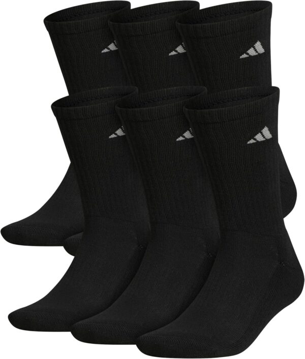 adidas Men's Athletic Cushioned 6-Pack Crew, Cushioned Crew Socks with Arch Compression for a Secure Fit