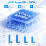 Beelink Ser5 Pro mini PC, AMD Ryzen 5 5500U (Up to 4.0GHz,6C/12T), 16GB DDR4 500GB PCle SSD，mini Computer Support 4K Triple Display/2.5G LAN/WiFi6/BT5.2, Home/Office W11 Pro Mini Desktop Computer - Image 3