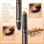 LANGMANNI 8Colors Dual-Ended Cream Eyeshadow Stick Set – Silky Smooth, Waterproof & Transfer-Proof, Built-in Blender Brush, All-Day Matte & Shimmer Wear Eye Makeup(#A) - Image 5