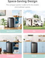 Comfee Portable Washing Machine, 0.9 cu.ft Compact Washer With LED Display, 5 Wash Cycles, 2 Built-in Rollers, Space Saving Full-Automatic Washer - Image 4