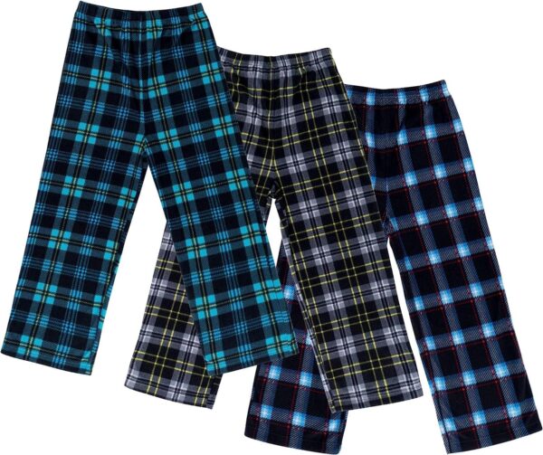 Mad Dog Concepts Boys Pajama Pants - Soft Micro Fleece PJ Bottoms for Kids Printed Plaid Design Boy's Sleepwear Size 6–20 3PK