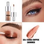 JUAAZIN Coral Copper Shimmer Liquid Eyeshadow, Longwear Waterproof Eye Shadow Cream, Buildable Highly Pigmented Blendable Eye Makeup, Vegan Cruelty-Free Paraben-Free for Older Women Stage makeup 04# - Image 2