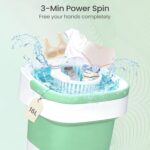 Portable Washing Machine - 16L Mini Foldable Washer with Spin Basket, 3 Cleaning Modes & Deep Cleaning for Small Clothes, Collapsible Laundry for Apartment, Home, Hotel and Travel (Green) - Image 7