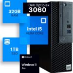 Dell Optiplex 3060 Desktop Computer | Intel i5-8500 (3.2) | 32GB DDR4 RAM | 1TB SSD Solid State | Built in WiFi | Bluetooth | Windows 11 Professional | Home or Office PC (Renewed)