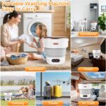Mini Portable Washing Machine Travel, Portable Foldable Mini Washing Machine for Apartments Dorms Camping Travel Laundry with Spin Baby Clothes - Image 2