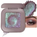 Duochrome Glitter Eyeshadow Palette, Iridescent Color Shift Shimmer, High Pigment Holographic Chameleon Eye Shadow with Mirror, Long Lasting & Buildable Topper (2# Plum Mauve)