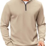 COOFANDY Mens Quarter Zip Pullover Sweatshirts Lightweight Long Sleeve Mock Neck Sweater Polo