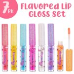 7pc Fruity Flavored Lip Gloss Set - Lip Gloss in Assorted Fruity Flavors, Non Toxic Makeup for Kids & Teens - Image 2
