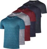 Real Essentials 5 Pack: Men’s Short Sleeve Dry Fit T-Shirts – Moisture Wicking Athletic Workout Gym Fitness Casual Tees