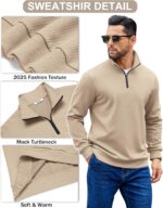 COOFANDY Mens Quarter Zip Pullover Sweatshirts Lightweight Long Sleeve Mock Neck Sweater Polo - Image 7