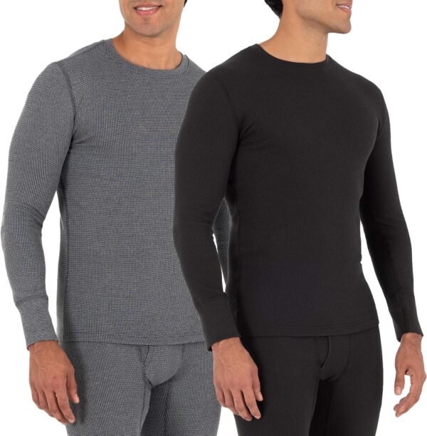 Fruit of The Loom Mens Recycled Waffle Thermal Underwear Crew Top (1 and 2 Packs)