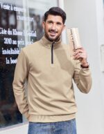 COOFANDY Mens Quarter Zip Pullover Sweatshirts Lightweight Long Sleeve Mock Neck Sweater Polo - Image 4