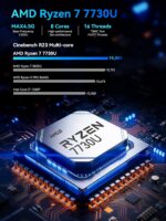 GMKtec M5 Ultra Gaming Mini PC Ryzen 7 7730U (Upgraded 7430U/ 5825U), 32GB RAM 512GB SSD Dual NIC LAN 2.5GbE Desktop Computers, Triple 4K Display, WiFi 6E, USB-C, BT 5.2, DP, HDMI 2.0 - Image 3