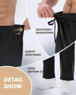 3 Pack Mens Sweatpants with Pockets - Mesh Open Bottom Athletic Joggers for Men Loose Fit Gym Workout Running Casual Pants - Image 4