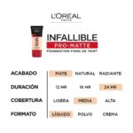 Suggest a better title and return a single title only without any other comments: L'Oreal Paris Cosmetics Makeup Infallible Pro-Matte Liquid Longwear Foundation, Natural Beige, 1 fl oz. - Image 4
