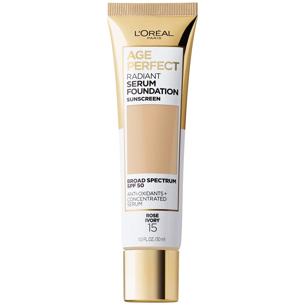 Suggest a better title and return a single title only Suggest a better title and return a single title only without any other comments: L'Oreal Paris Age Perfect Radiant Serum Foundation with SPF 50, Rose Ivory, 1 Ounce