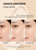 Suggest a better title and return a single title only without any other comments: BEAUDIANI Natural Coverage – Mesh Tight Up Cushion – Korean Cushion Foundation, Semi-Matte Radiance, Long-lasting, Travel-Friendly Design (01 Light Beige) - Image 6