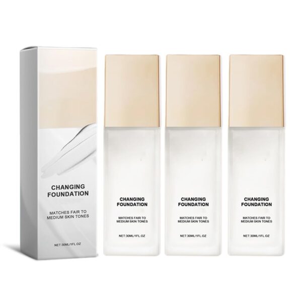 Suggest a better title and return a single title only without any other comments: Color Changing Foundation for Mature Skin, Hydrating and Lightweight Liquid Foundations, Tone Suitable for All Skin Types (3pcs)