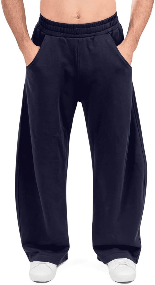 HeSaYep Men's Fleece Baggy Sweatpants Wide Leg Barrel Sweat Pants Lounge Athletic Gym Pants with Pockets