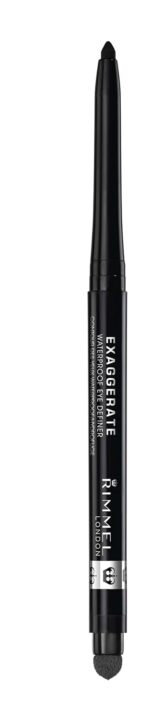 Rimmel London Exaggerate Waterproof Eye Definer Eyeliner, Highly Pigmented, Long-Wearing, Built-In Smudger, 262, Blackest Black, 0.01oz