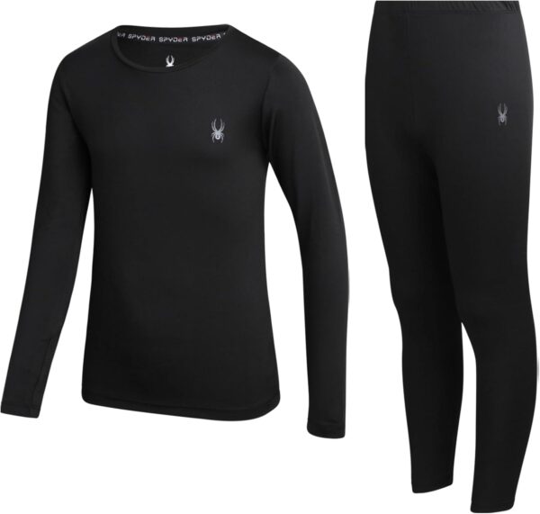 Spyder Kids Thermal Underwear Set - 2 Piece Moisture Wicking Insulated Girls Boys Thermal Set Base Layer Long Johns for Kids
