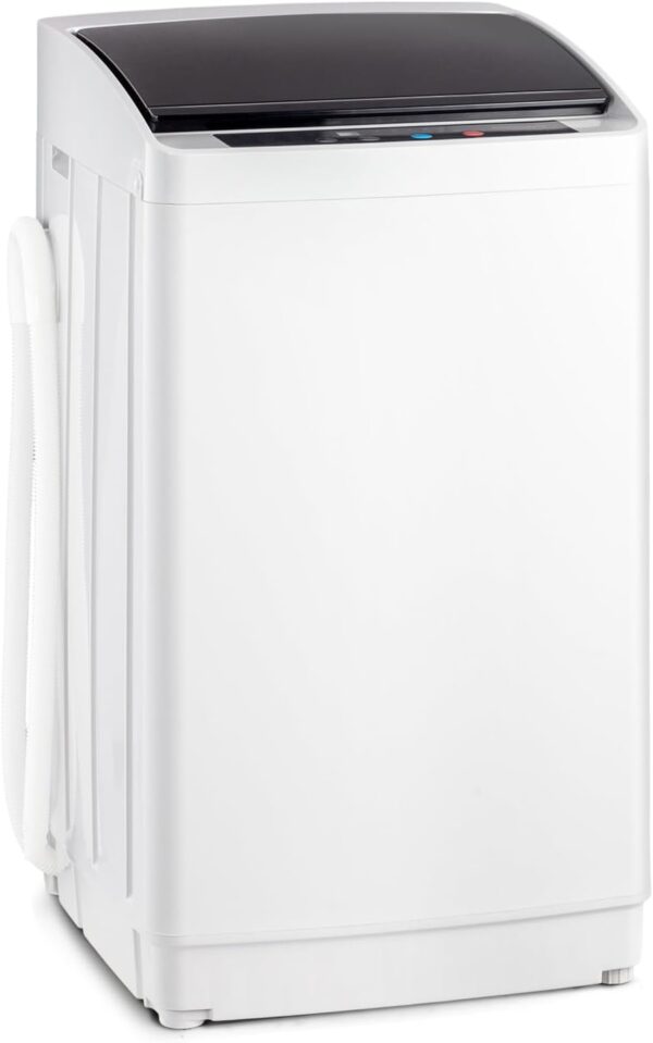 ROVSUN 17.8LBS Portable Washing Machine, Full-Automatic Electric Laundry Machine with Stainless Steel Drum, Compact Washer and Spin Dryer Combo with Drain Pump for Apartment, Dorm, Home