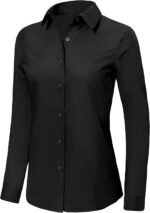 Ruisin Super Soft Wrinkle Free Button Down Shirts for Women Solid Long Sleeve Striped Formal Work Dress Blouses Tops - Image 2