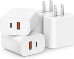 [4 Pack] USB C Charger Block Fast Charging Multiport Adpater [PD 20W USB-C & QC 3.0 USB-A Port] for iPhone 17/16/15/14/13/12/11/X/8, iPad, Galaxy, Google & More