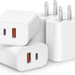 [4 Pack] USB C Charger Block Fast Charging Multiport Adpater [PD 20W USB-C & QC 3.0 USB-A Port] for iPhone 17/16/15/14/13/12/11/X/8, iPad, Galaxy, Google & More