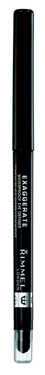 Rimmel London Exaggerate Waterproof Eye Definer Eyeliner, Highly Pigmented, Long-Wearing, Built-In Smudger, 262, Blackest Black, 0.01oz - Image 2