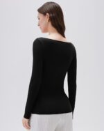 SUUKSESS Cloud Cashmere Women Boat Neck Fitted Long Sleeve Shirt Basic Knit Tops - Image 5