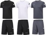 BUYJYA Men's Workout Clothes Athletic Shorts Shirt Set 3 Pack Basketball Football Training Running Gym Christmas gifts