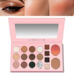 5-in-1 Backed Eyeshadow Makeup Palette with Blush Bronzer Highlighter, Natural Nude Eye Shadow Palettes 18 Colors Matte Shimmer Glitter Tone Long Lasting Smudge-Proof, Ideal Gifts for Women