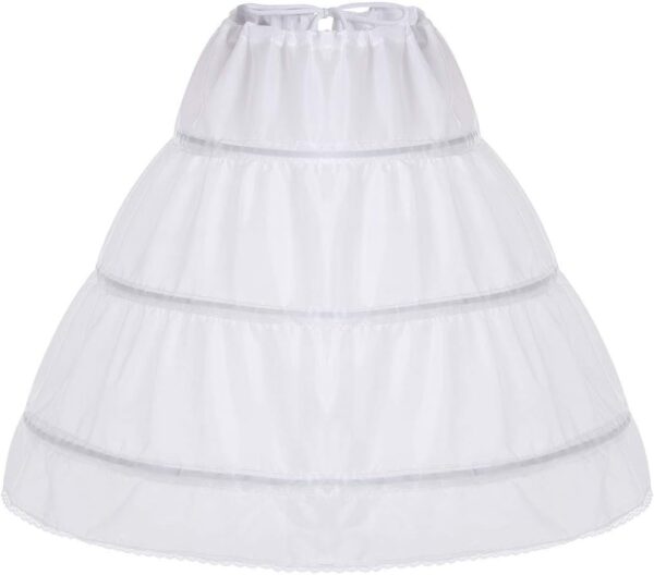 Suggest a better title and return a single title only without any other comments: Girls Petticoat Underskirt with 3 Hoops Full Slip Crinoline Skirt
