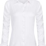 J.VER Womens Dress Shirts Long Sleeve Button Down Shirt Wrinkle-Free Business Casual Blouse Office Work Tops