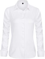 J.VER Womens Dress Shirts Long Sleeve Button Down Shirt Wrinkle-Free Business Casual Blouse Office Work Tops