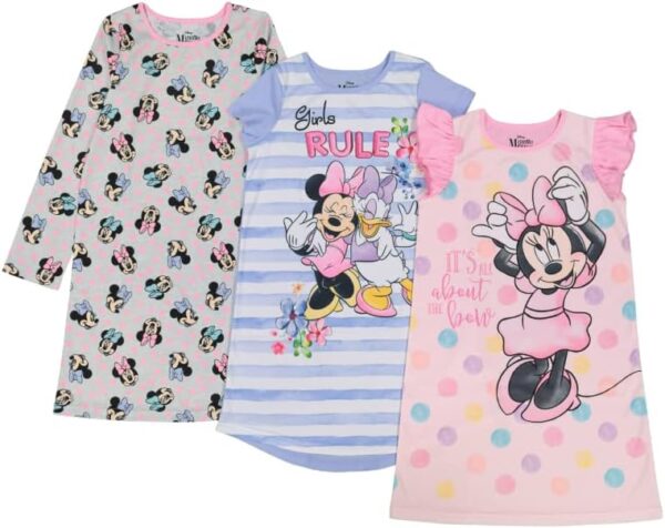 Suggest a better title and return a single title only without any other comments: Disney girls 3-pack Nightgowns, Soft & Cute Pajamas for Kids