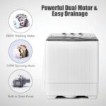 COSTWAY Portable Washing Machine, Twin Tub 26lbs Capacity Laundry, 18lbs Washer and 8lbs Spinner Combo with Timer Knobs, Built-in Drain Pump, Compact Washer for Home Dorm Apartment (Grey+White) - Image 7