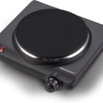 Elite Gourmet ESB-301BF# Countertop Single Cast Iron Burner, 1000 Watts Electric Hot Plate, Temperature Controls, Power Indicator Lights, Easy to Clean, Black