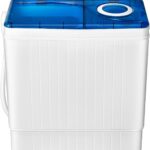 COSTWAY Portable Washing Machine, Twin Tub 26 Lbs Capacity, 18 Lbs Washer and 8 Lbs Spinner, Compact Washer with Control Knobs, Timer Function, Drain Pump, Laundry washer for Apartment RV, Blue